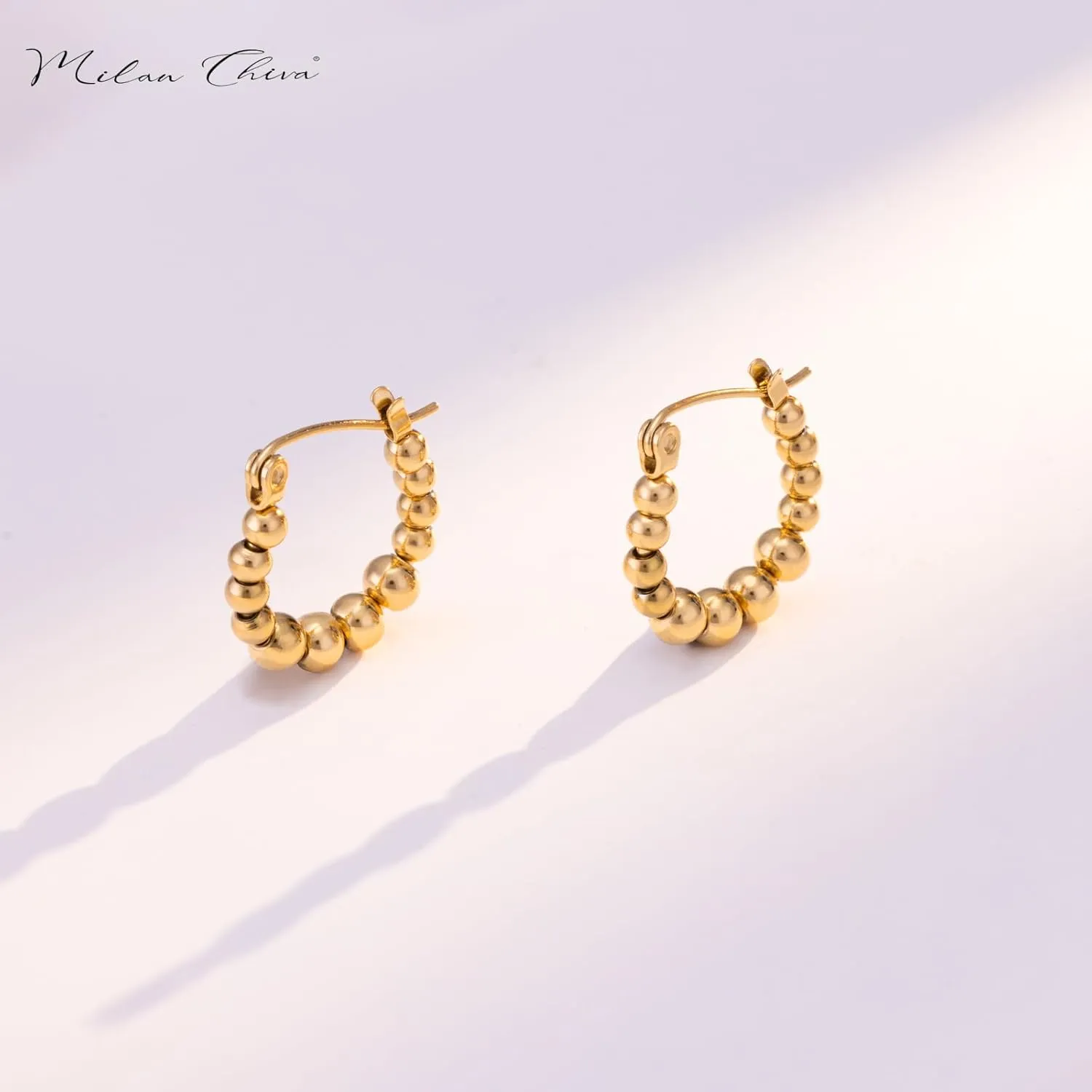 Milan Chiva 14K Gold Hoop Earrings for Women, Plated Knot Twisted Rope Round Earrings, Sparkle Huggie Dainty Hypoallergenic Small Earrings for Womens Fashion Jewelry