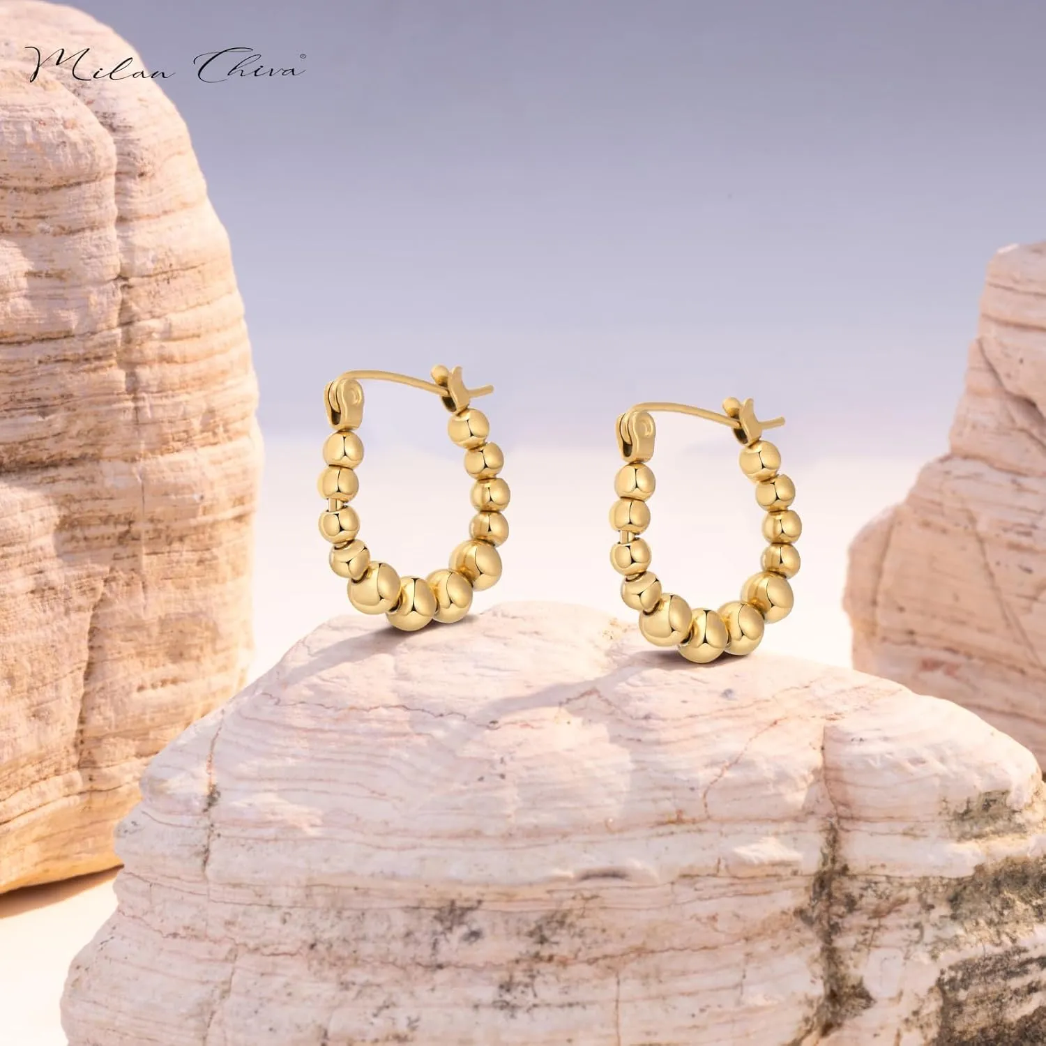 Milan Chiva 14K Gold Hoop Earrings for Women, Plated Knot Twisted Rope Round Earrings, Sparkle Huggie Dainty Hypoallergenic Small Earrings for Womens Fashion Jewelry