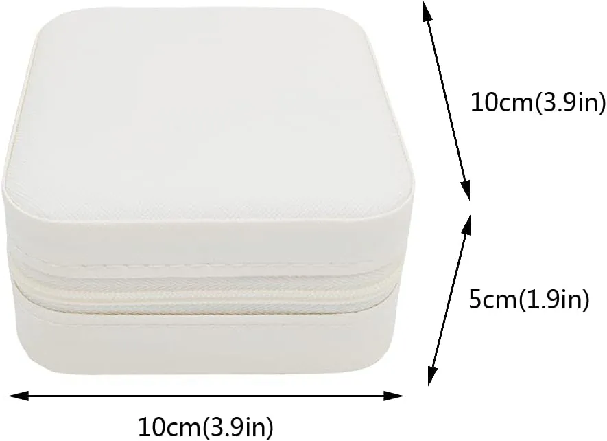 Mini Jewelry Case, Small Travel Jewelry Organizer, Portable Jewelry Box Mini Storage Organizer Display Box For Rings Earrings Necklaces (White)