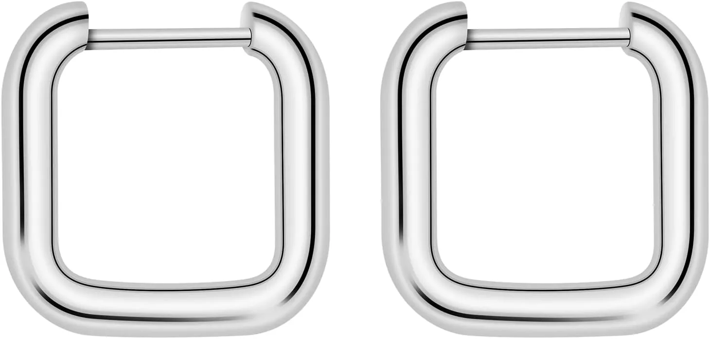 Minimalist Star Hoop Earrings for Women - Stainless Steel Hypoallergenic Hoops - Fashion Large Loops for Sensitive Ears - Lucky Dangle Drop Wire Earrings
