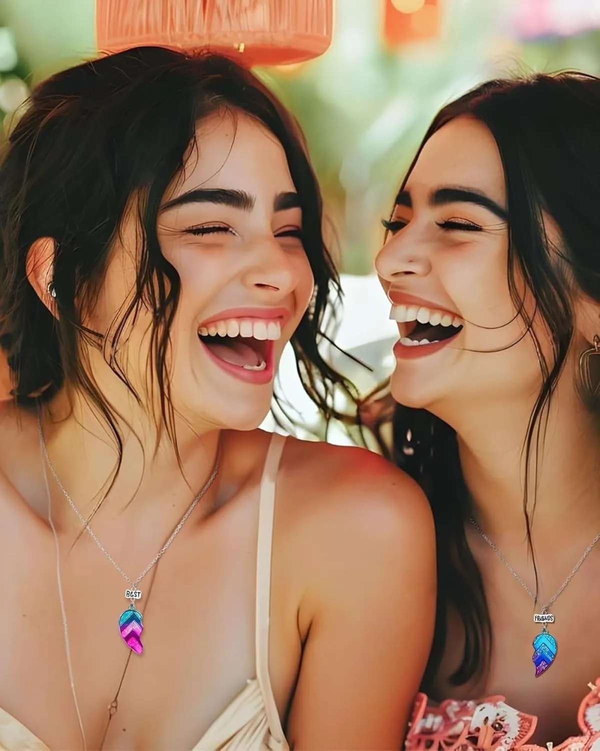 MJartoria BFF Necklace for 2-Matching Heart Best Friends Forever Rainbow Pendant Friendship Necklace Gifts for Best Friend Necklaces
