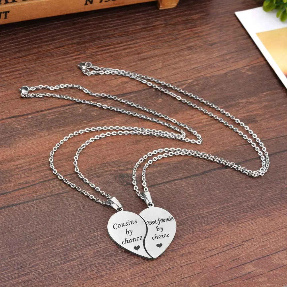 MJartoria BFF Necklace for 2-Valentines Heart Matching Necklace Best Friends Pendant Friendship Necklace Set of 2 Birthday Gifts