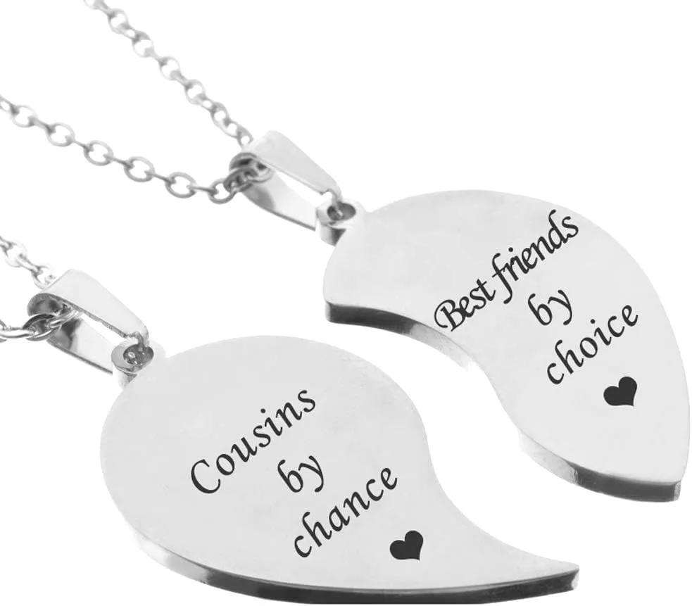 MJartoria BFF Necklace for 2-Valentines Heart Matching Necklace Best Friends Pendant Friendship Necklace Set of 2 Birthday Gifts