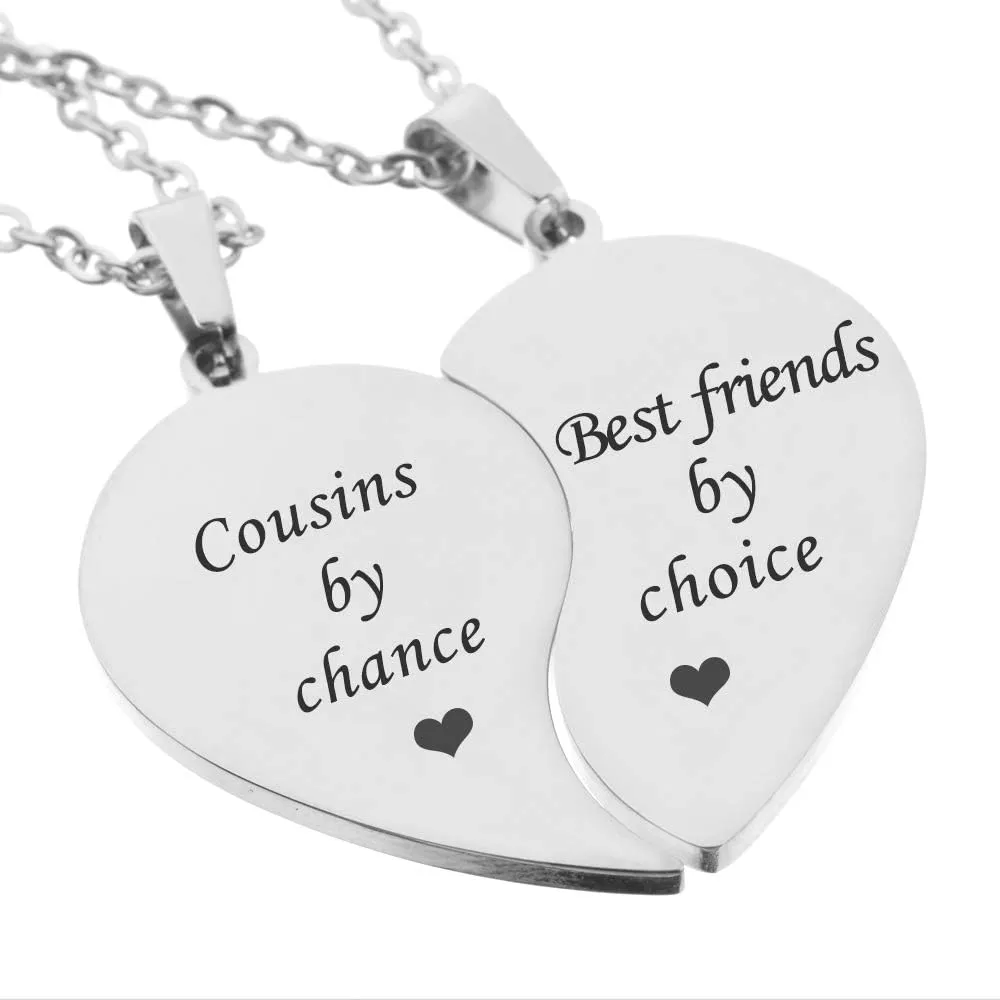 MJartoria BFF Necklace for 2-Valentines Heart Matching Necklace Best Friends Pendant Friendship Necklace Set of 2 Birthday Gifts