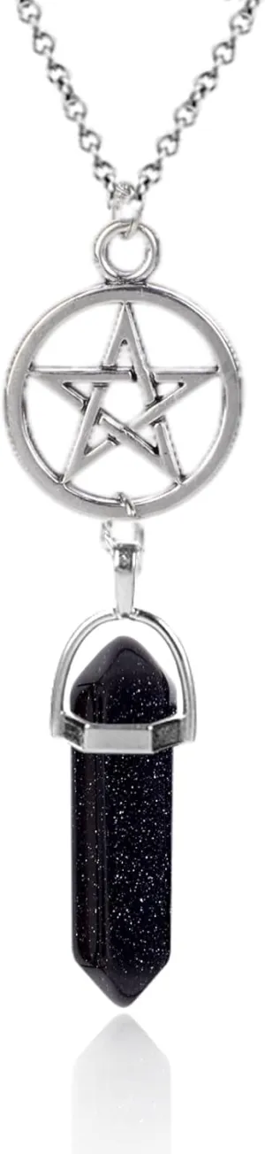 MJartoria Moon Pentagram Necklace Crystal Chakra Pendant Layered Necklaces for Women Choker Necklace Gothic Jewelry Y2K Goth Accessories