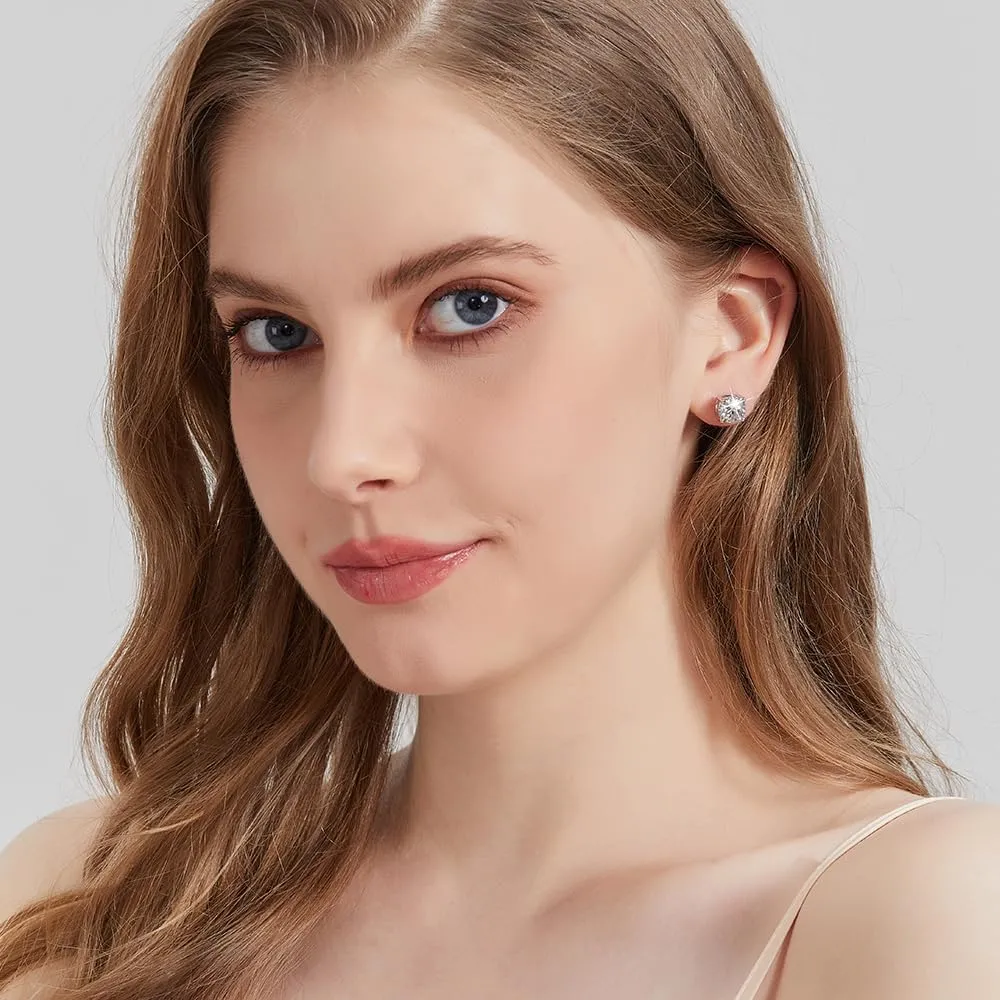 Moissanite Stud Earrings For Women, Lab Created Moissanite Earrings 925 Sterling Silver Screw Back Stud Earrings Christmas Gifts For Men