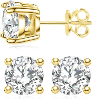 Moissanite Stud Earrings For Women, Lab Created Moissanite Earrings 925 Sterling Silver Screw Back Stud Earrings Christmas Gifts For Men