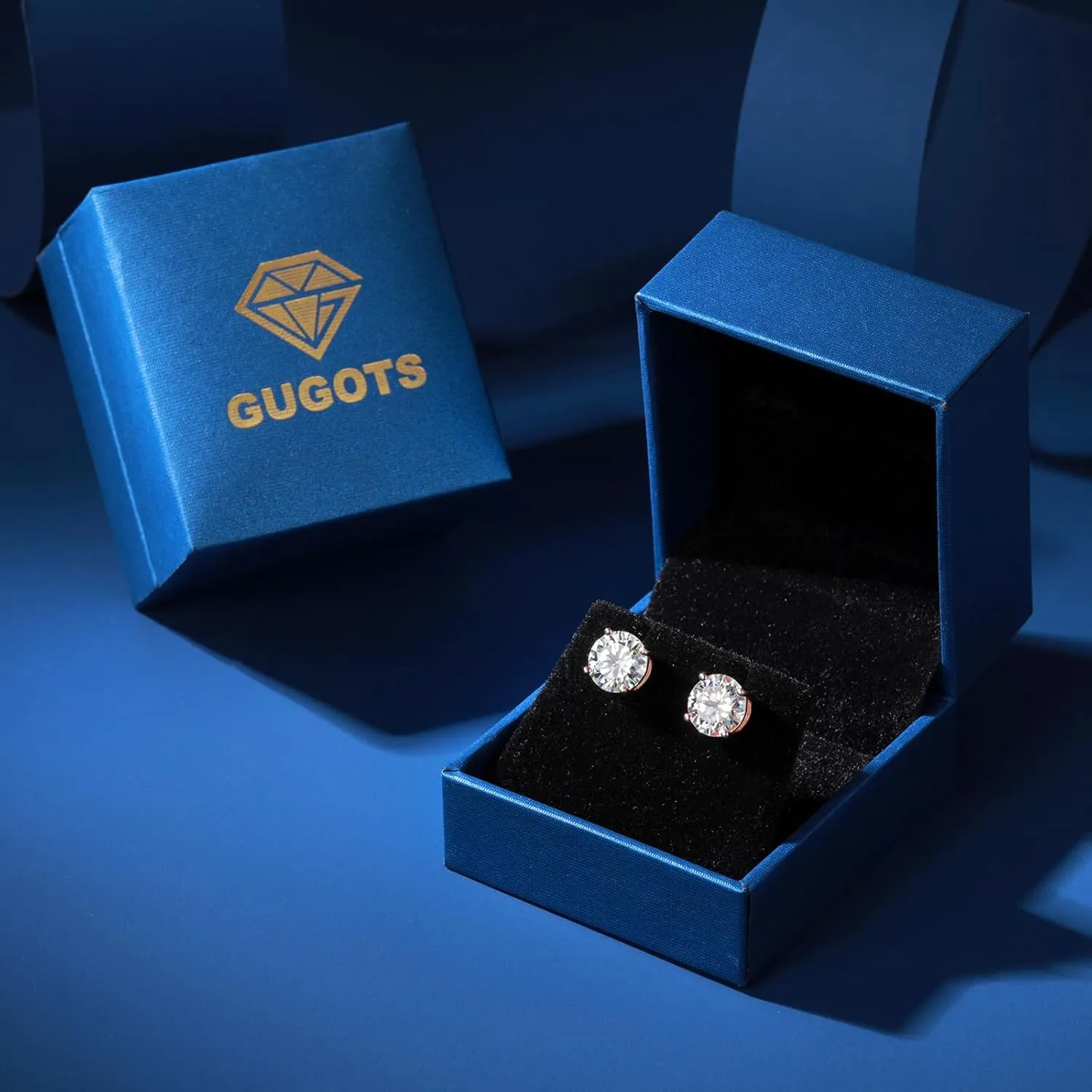 Moissanite Stud Earrings Screw Back 3-10mm 0.2ct-8.0ct 18K White Yellow Rose Gold Plated S925 Sterling Silver Round Cut D Color VVS1 Lab Created Moissanite Earrings for Women Men