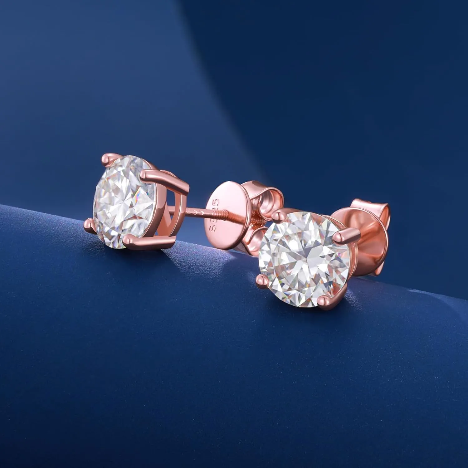 Moissanite Stud Earrings Screw Back 3-10mm 0.2ct-8.0ct 18K White Yellow Rose Gold Plated S925 Sterling Silver Round Cut D Color VVS1 Lab Created Moissanite Earrings for Women Men