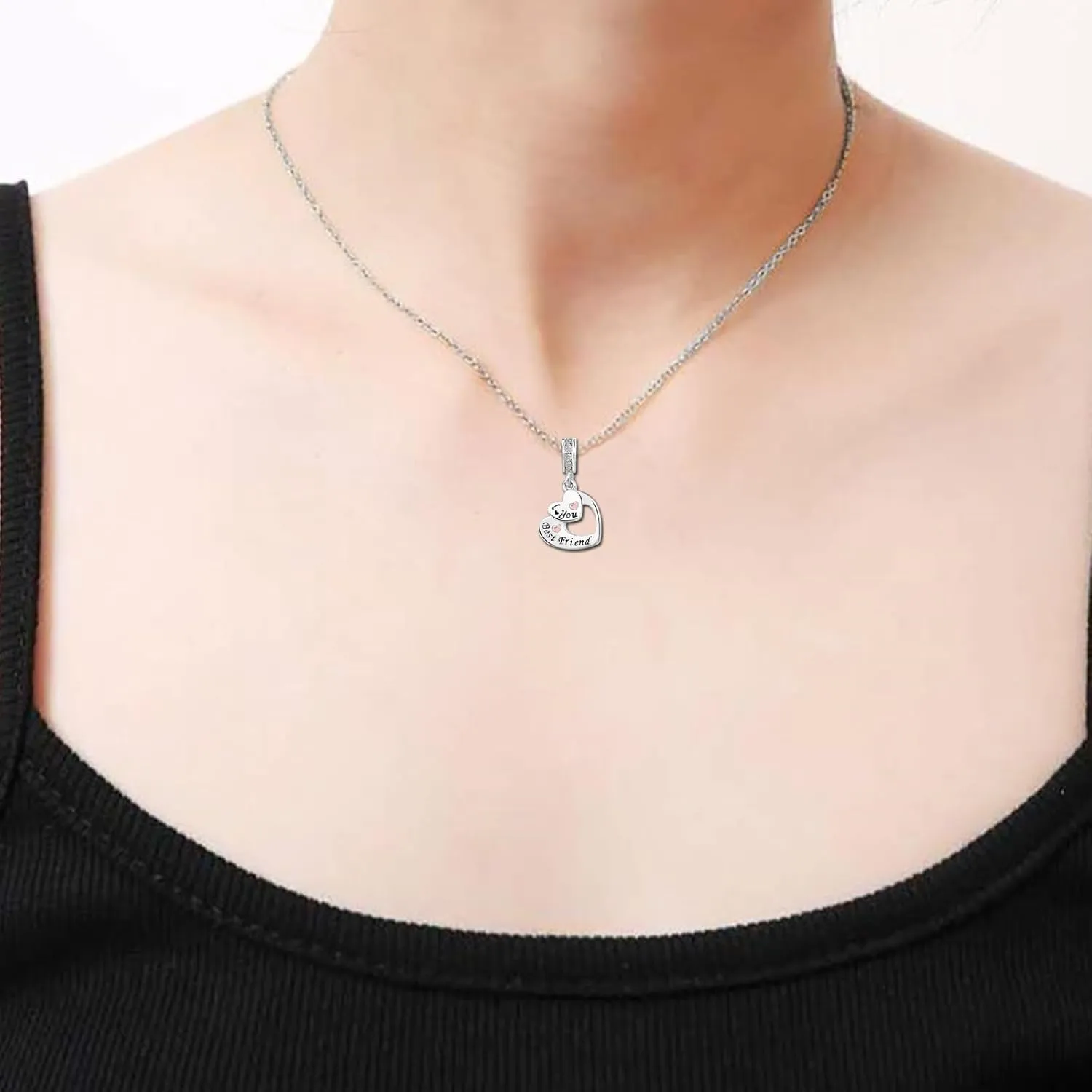 Mom/Daughter/Grandma/Granddaughter/Nana/Autie/Wife/Sister/Best Friend Rose Gold Plated Heart I Love You Charms for Bracelets Compatible with Pandora Bracelets