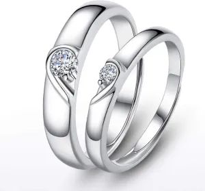 MOMOJIA Heart Promise Rings for Couples I Love You Engagement Wedding Ring Band Sets