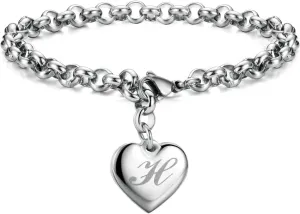 Monily Birthday Gifts for Women Initial Charm Bracelets for Women Letters Alphabet Heart Bracelet for Women