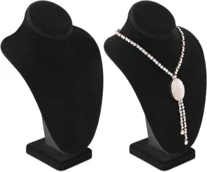 MOOCA 2 Pcs Large Necklace Chain Jewelry Bust Display Holder Stand, Necklaces Display Mannequin, Jewelry Bust Stand 11 1/4 in Height, Black Velvet