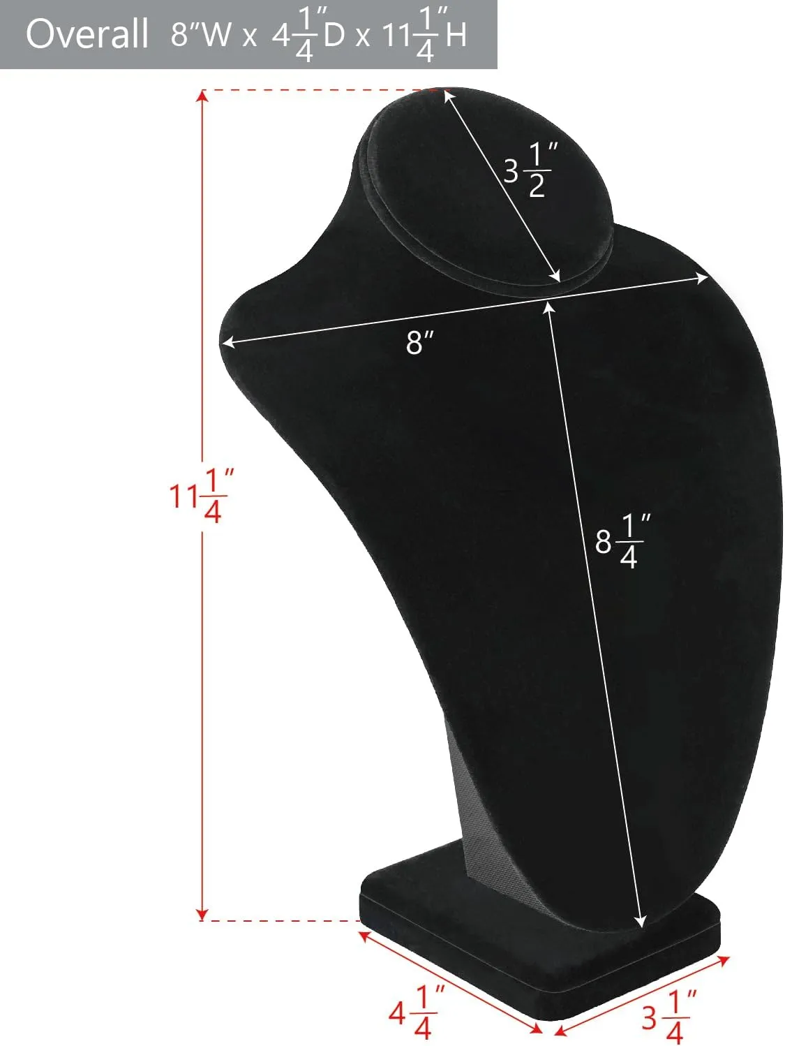 MOOCA 2 Pcs Large Necklace Chain Jewelry Bust Display Holder Stand, Necklaces Display Mannequin, Jewelry Bust Stand 11 1/4 in Height, Black Velvet