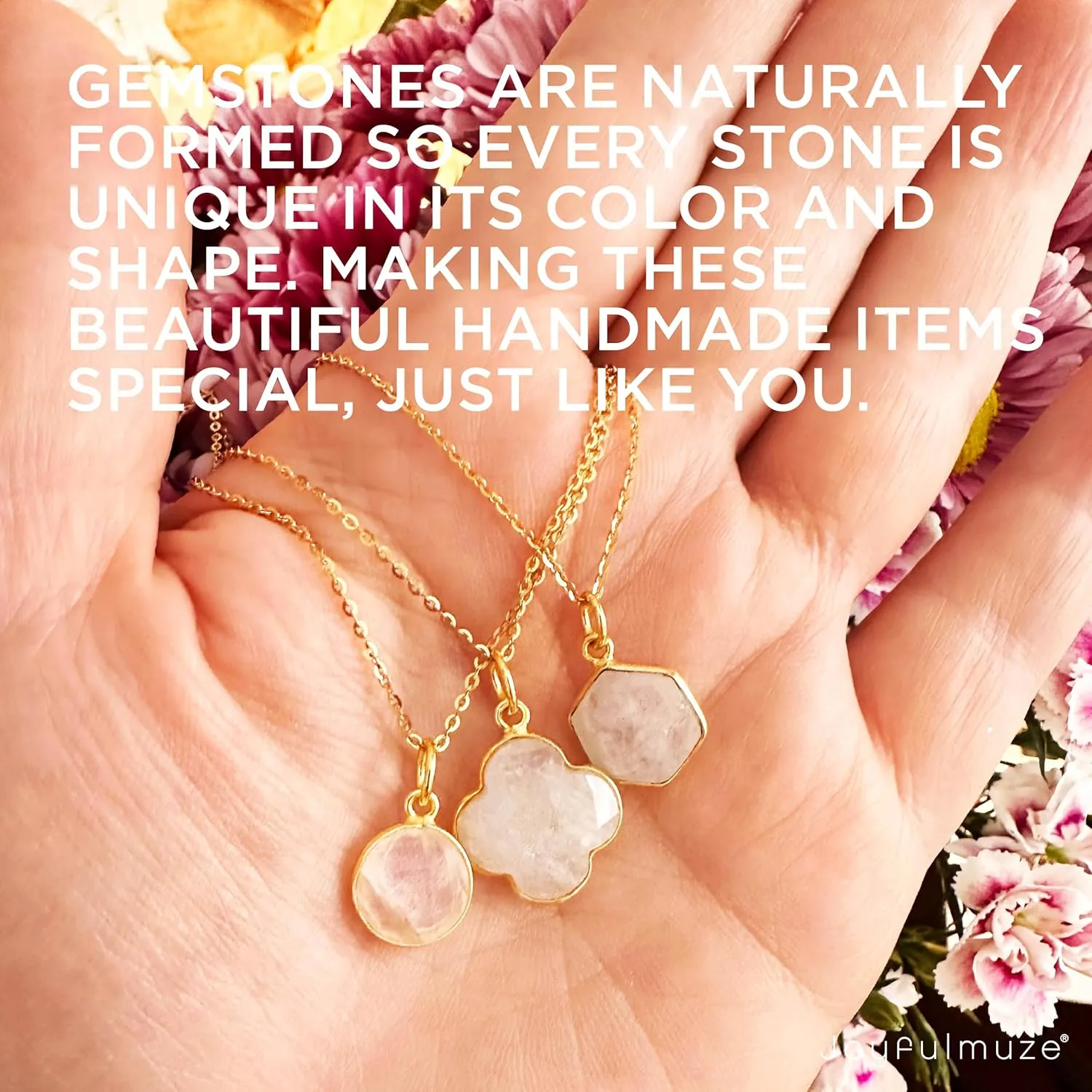 Moonstone Artisan Pendant Necklace, Round White Gemstone, 18K Plate Gold Silver 925 Jewelry, Layering Necklaces, Gift for Her June Birthstone, 18inch