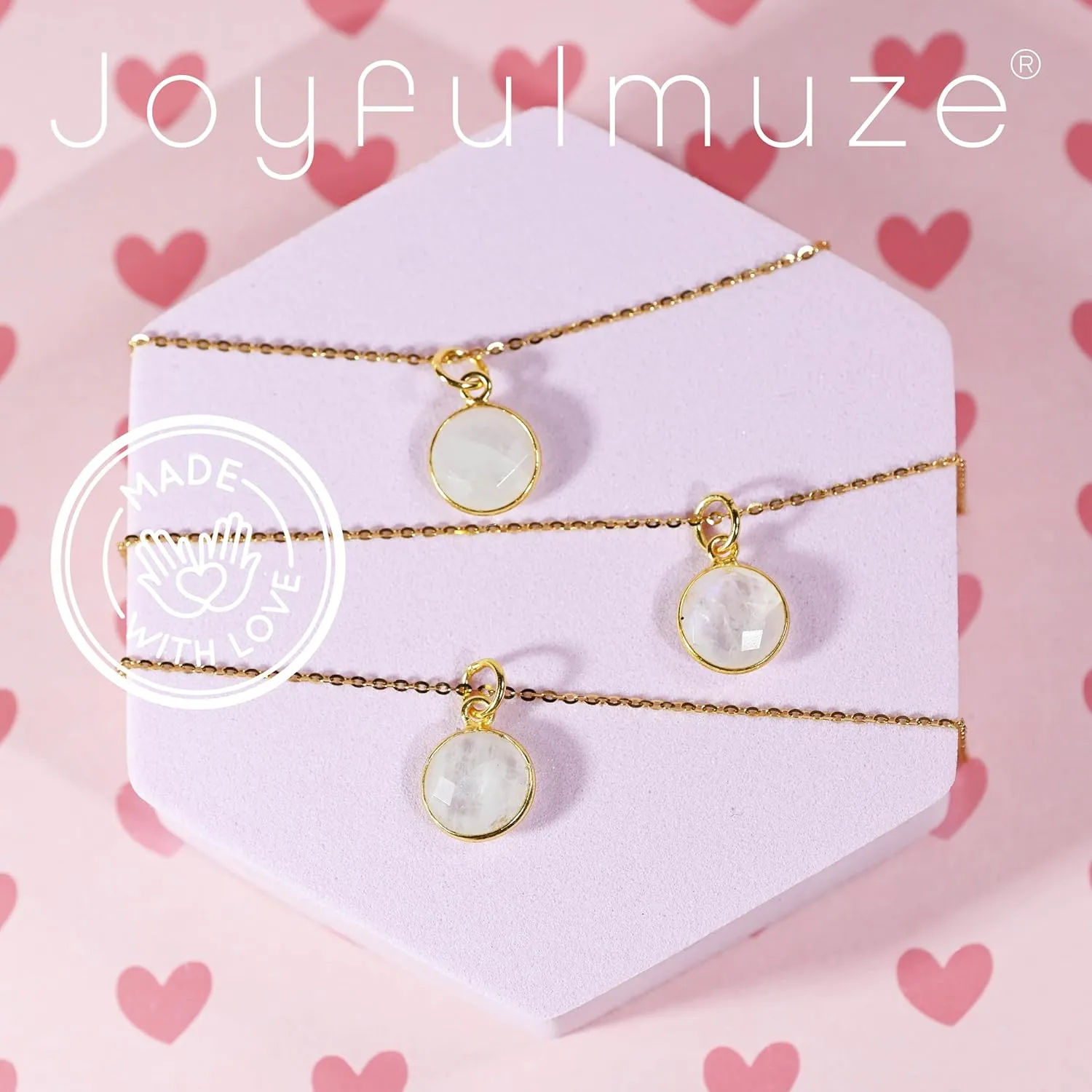 Moonstone Artisan Pendant Necklace, Round White Gemstone, 18K Plate Gold Silver 925 Jewelry, Layering Necklaces, Gift for Her June Birthstone, 18inch