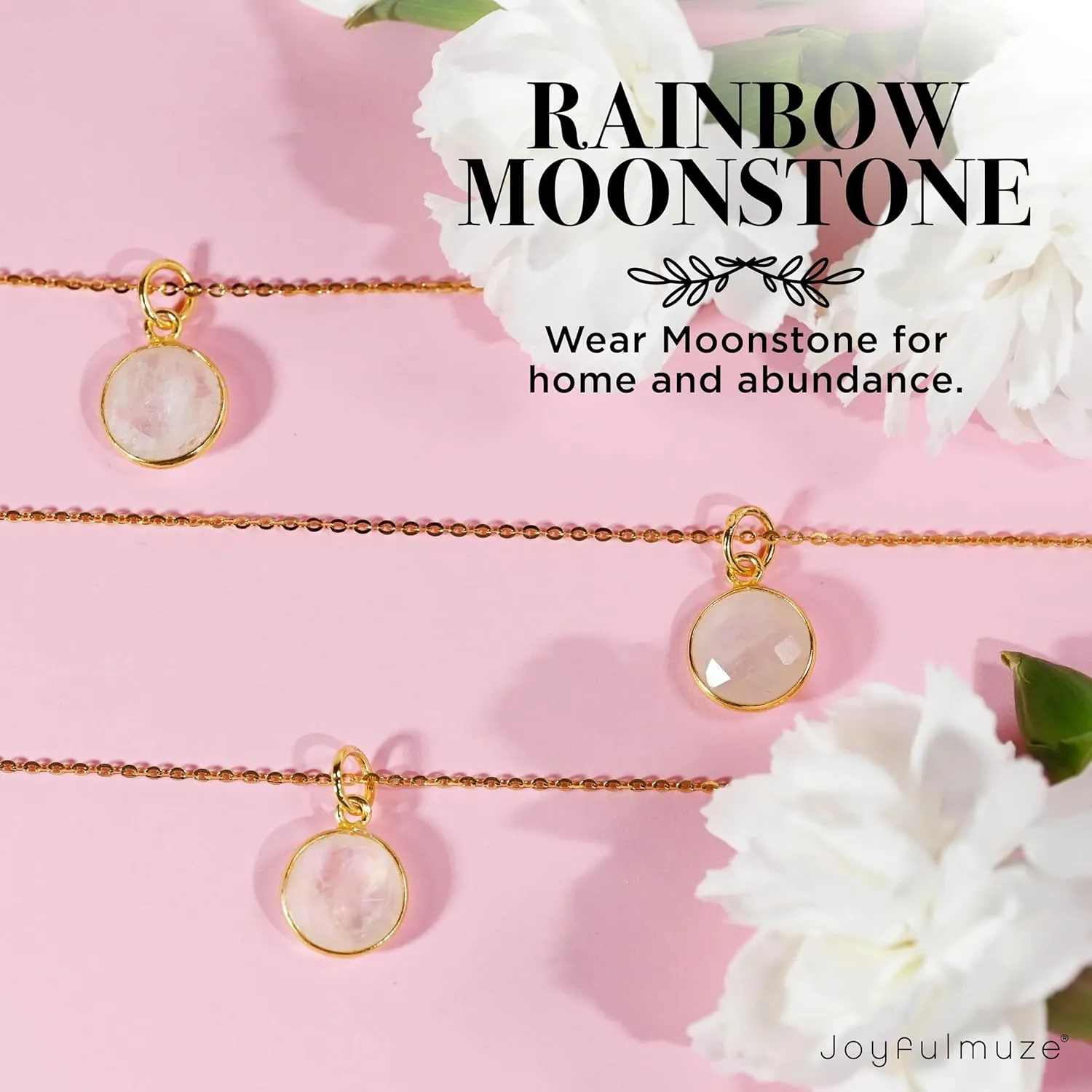 Moonstone Artisan Pendant Necklace, Round White Gemstone, 18K Plate Gold Silver 925 Jewelry, Layering Necklaces, Gift for Her June Birthstone, 18inch