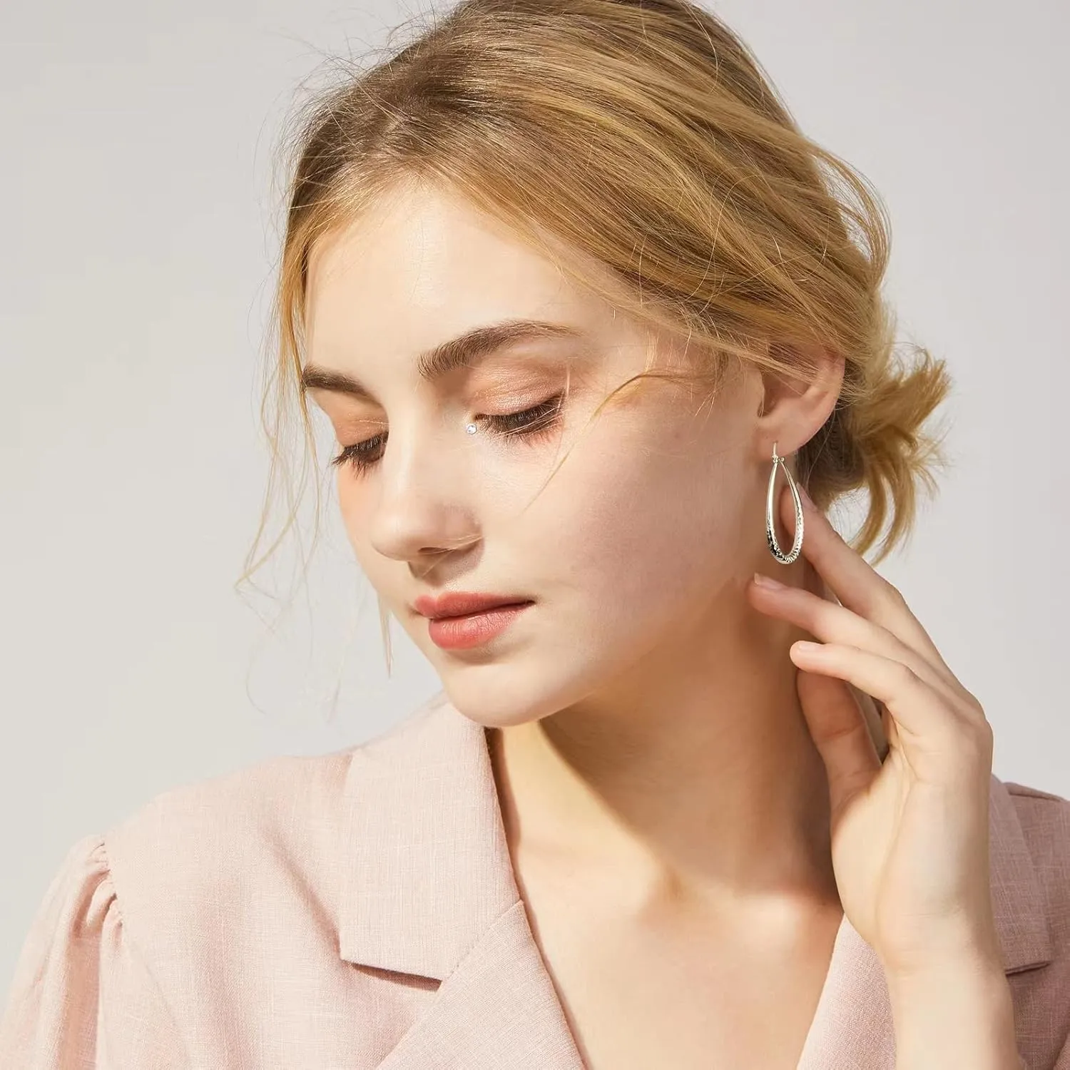 Mothers Day Gifts Oval Hoop Earrings U-Shape 925 Sterling Silver Hoop Earrings for Women Girls Hypoallergenic Earrings for Sensitive Ear,Valentine's Day Anniversary Birthday Graduation Gift for Her