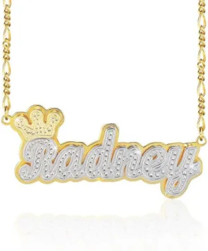 Name Plate Necklaces Double Plated Name Necklace Personalized Custom NameNecklace for Women with Heart 18k Gold Plated Nameplate Pendant for Women