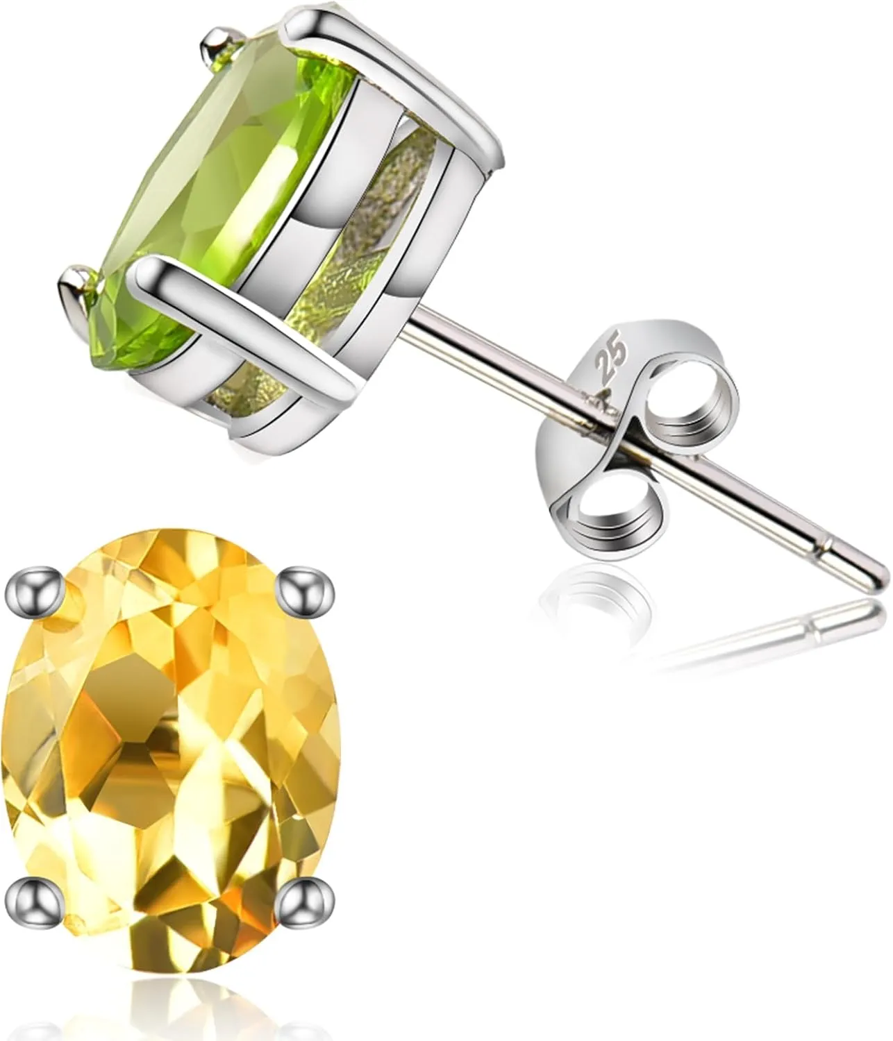 Natural Crystal Gemstone Ear Stud, Sterling Silver Hypoallergenic Stud Earrings, Healing Jewelry for Spiritual and Emotional Balance, Unique Gifts for Women.