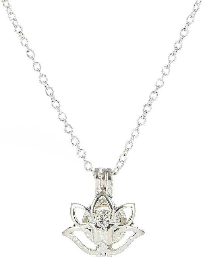 Necklace for Women - Flower Glowing in The Dark Necklaces Luminescent Lotus Pendant Luminous Jewelry Mother's Day Birthday Gifts