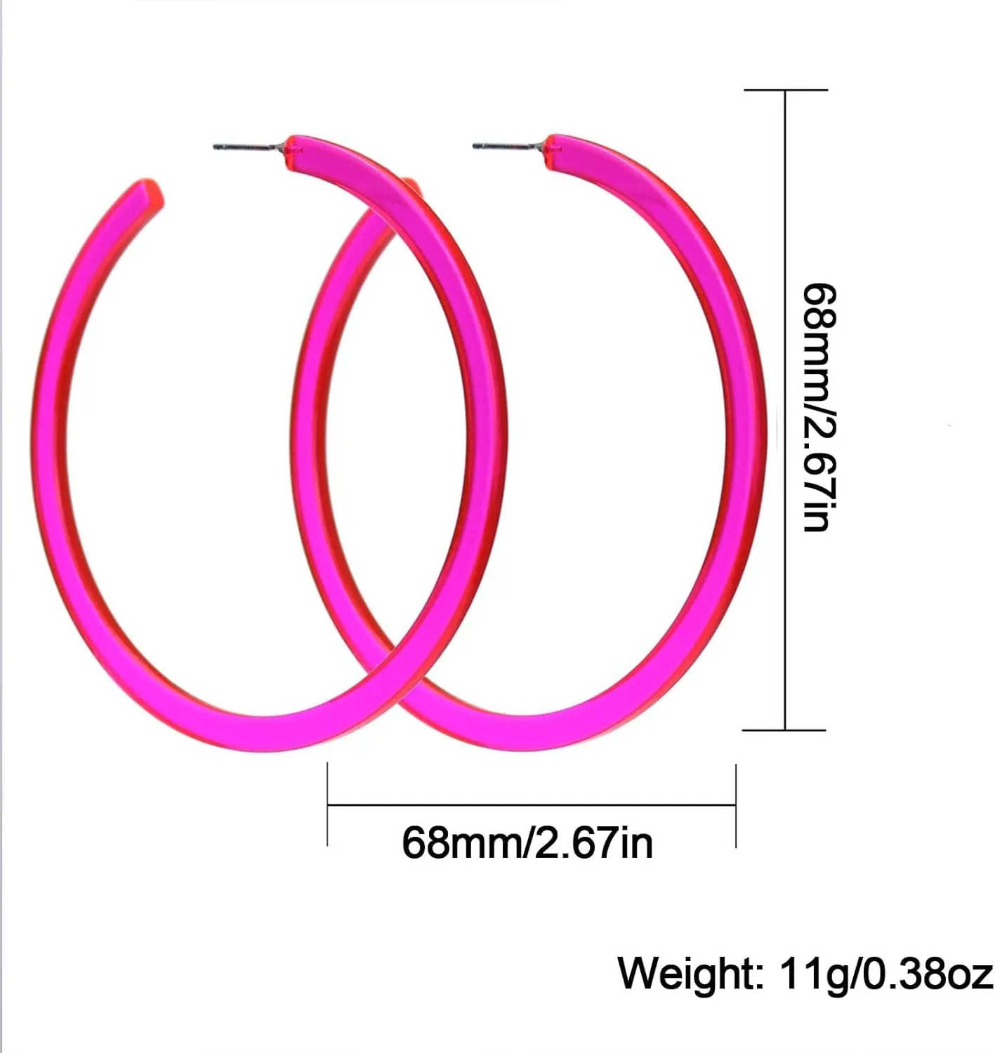 Neon Earrings 80s Outfit for Women Retro Acrylic Hoop Earrings Exaggerated Party Neon Accessories 90s Costume Outfits for Women Fashion Jewelry