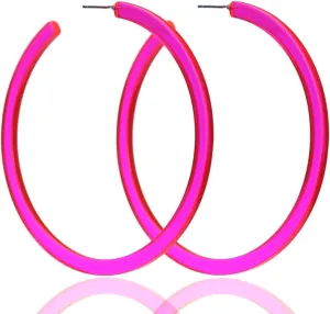 Neon Earrings 80s Outfit for Women Retro Acrylic Hoop Earrings Exaggerated Party Neon Accessories 90s Costume Outfits for Women Fashion Jewelry