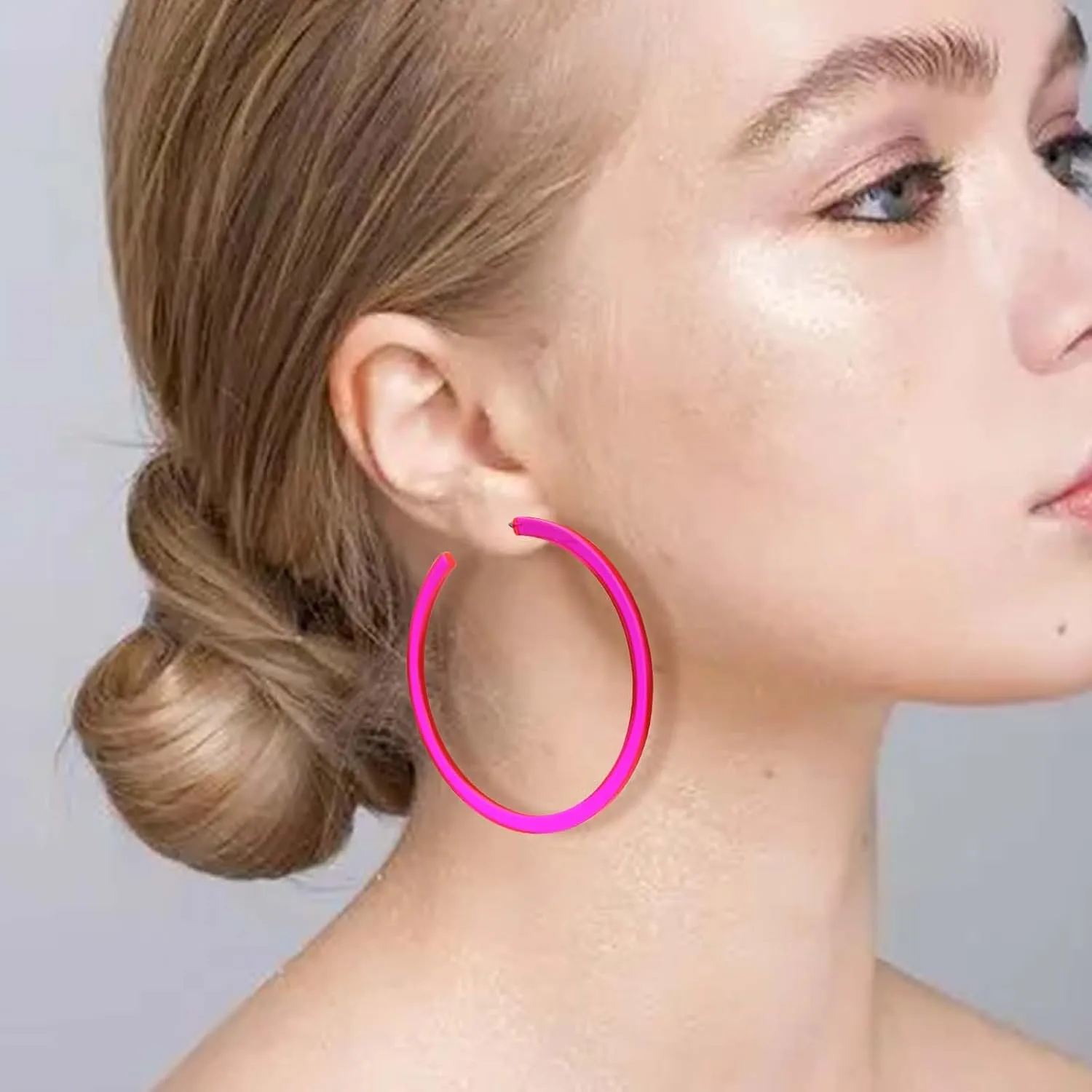 Neon Earrings 80s Outfit for Women Retro Acrylic Hoop Earrings Exaggerated Party Neon Accessories 90s Costume Outfits for Women Fashion Jewelry