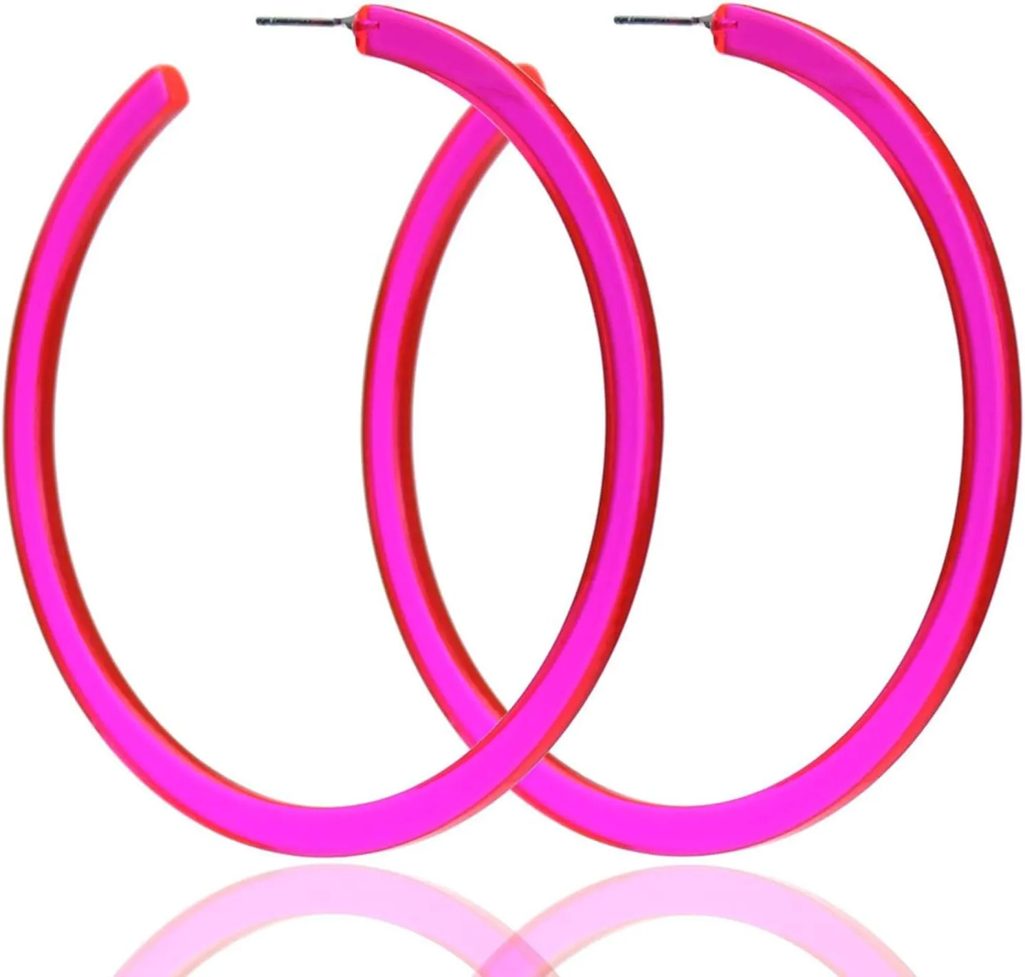 Neon Earrings 80s Outfit for Women Retro Acrylic Hoop Earrings Exaggerated Party Neon Accessories 90s Costume Outfits for Women Fashion Jewelry