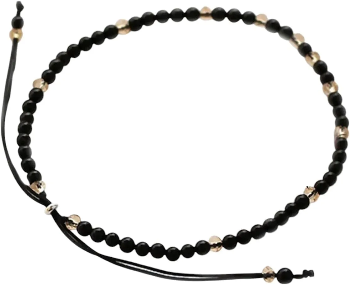 New 2025 Natural Stone Small Beads Bracelets For Women Black Onyx Handmade Yoga Balance 925 Silver Prayer Thin Bracelets Decoration Jewelry Commemorative With You Accessories Trendy Best For Gift