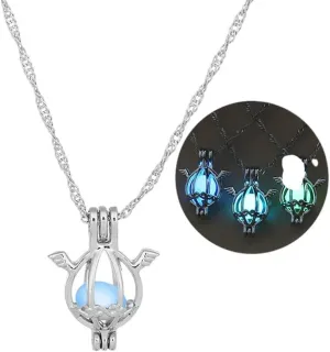 New 2025 Unisex Lucky Glow In The Dark Necklaces Hollow Luminous Water Drop Shaped Cage Pendant For Women Fashion Jewelry Trendy Accessories Creative Gift For Women And Men