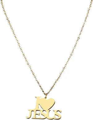 New 2025 Unisex Stainless Steel Necklaces Letters I Love Jesus Pendant Chain Choker Charm Fashion Necklace For Women Jewelry Party Friends Gifts Decoration Luxury Trendy For Women And Men