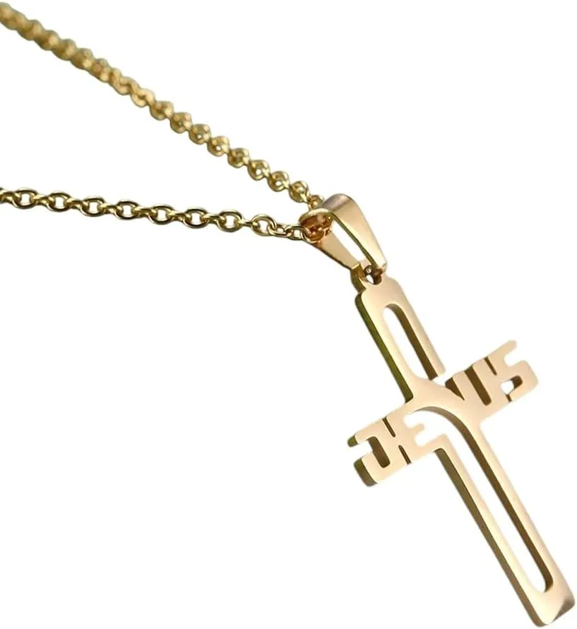 New For Trendy 2025 Jesus Cross Hollow Pendant Necklaces For Women Men Christian Chocker Stainless Steel Jewelry Fashion Accessories Creative Gift