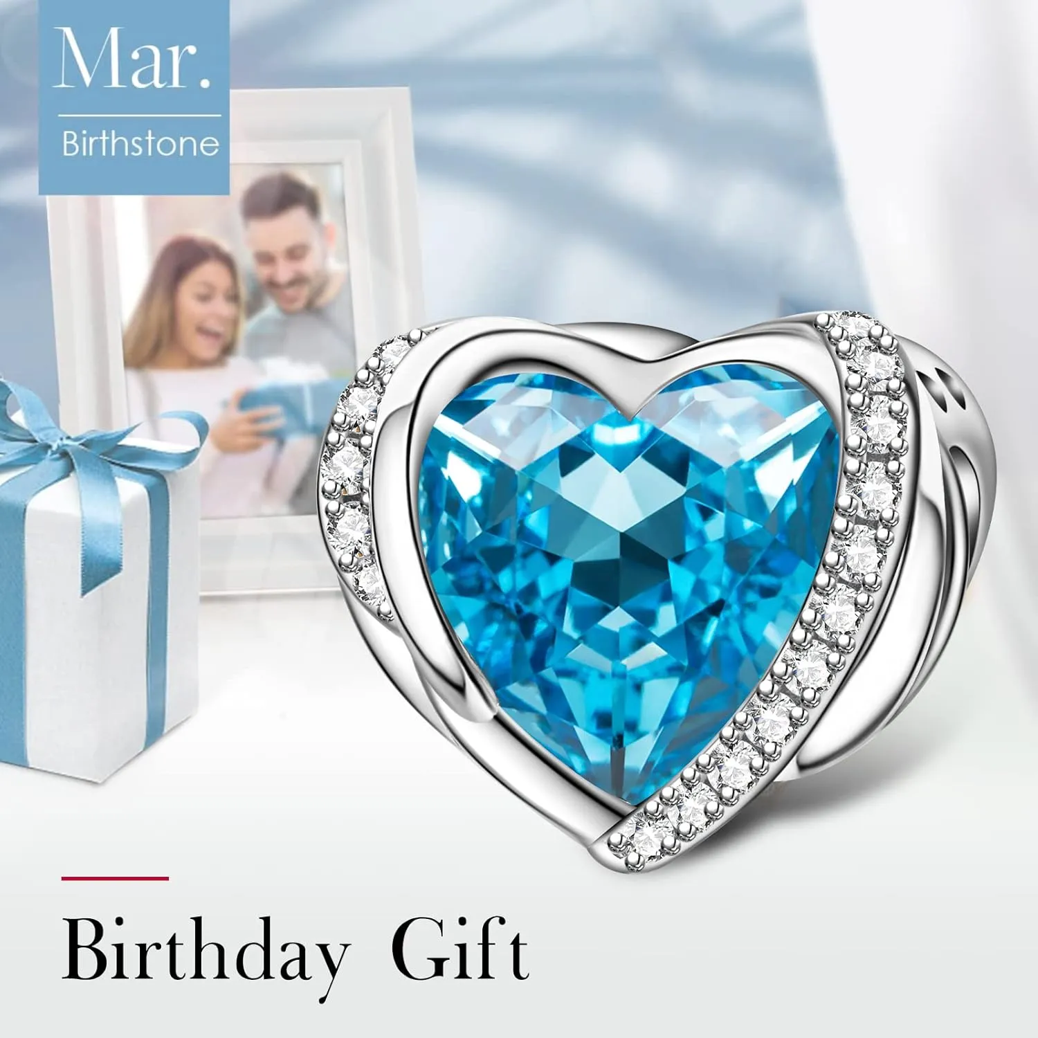 NINGAN Birthstone Charms for Bracelets, Angel Wings 925 Sterling Silver Love Heart Bead Pendant Engraved Symbolizes, Happy Birthday Mother's day Jewelry Gifts for Women
