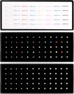 OMAIGAR 3 Boxes 120 Pcs Nose Rings Studs 40 Pcs Nose Rings Hoops, Stainless Steel Nose Piercings Body Jewelry, Ideal Gift with Cute Package