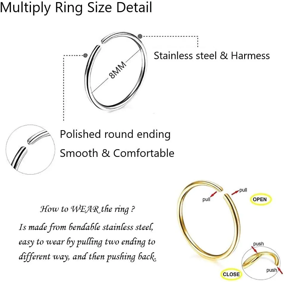 OMAIGAR 3 Boxes 120 Pcs Nose Rings Studs 40 Pcs Nose Rings Hoops, Stainless Steel Nose Piercings Body Jewelry, Ideal Gift with Cute Package