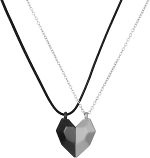 ONLYJUMP Two Souls One Heart Pendant Necklaces for Couple Creative Magnet Couples Necklace Fashion Simple Heart Wishing Stone Couple Necklace Valentine Christmas Party Fashion Jewelry Gifts