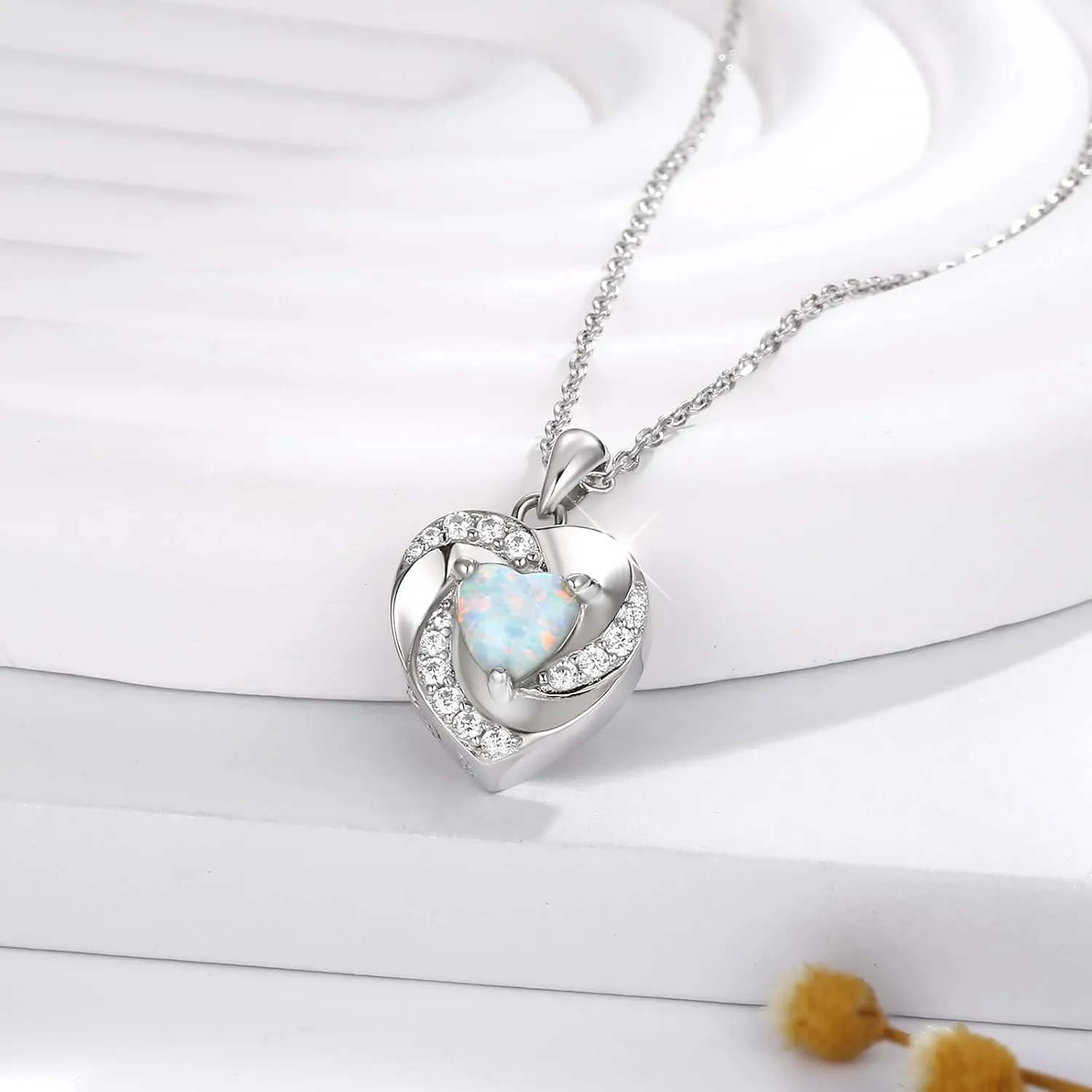Opal Heart Urn Necklaces to Hold Ashes of Loved Ones 925 Sterling Silver Cremation Jewelry for Women