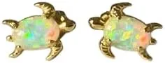 Opal Sea Turtle Stud Earrings  Dainty Sea Turtle Beach Earrings  Sterling Silver Friendship Jewelry  Trendy Best Friend Gift