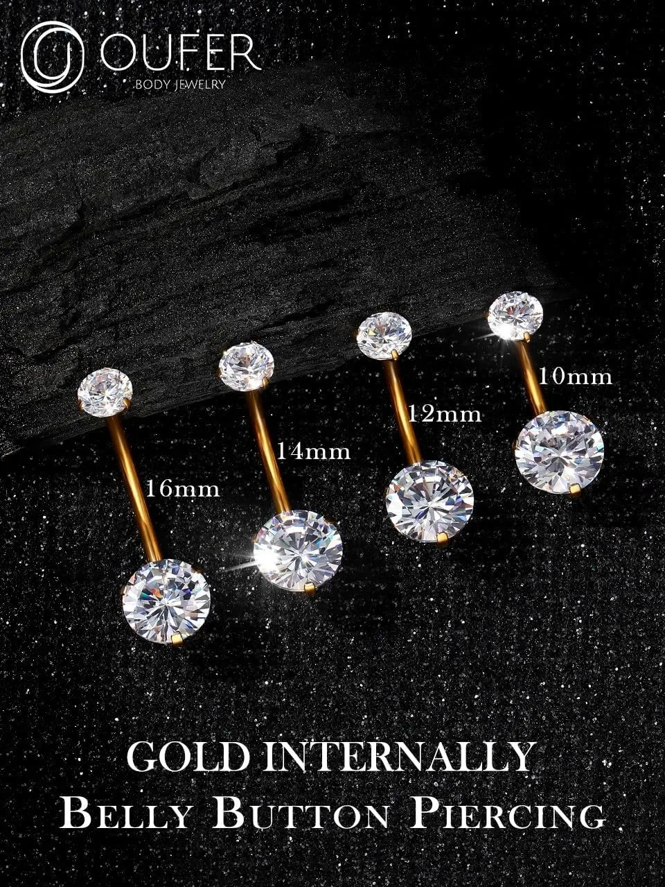 OUFER Belly Button Rings, G23 Solid Titanium Belly Rings, Clear CZ Navel Piercing Jewelry, Internally Threaded Belly Piercing Jewelry for Women
