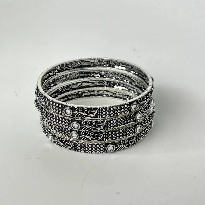 Oxidized Black Metal Pakistani Silver Bangles