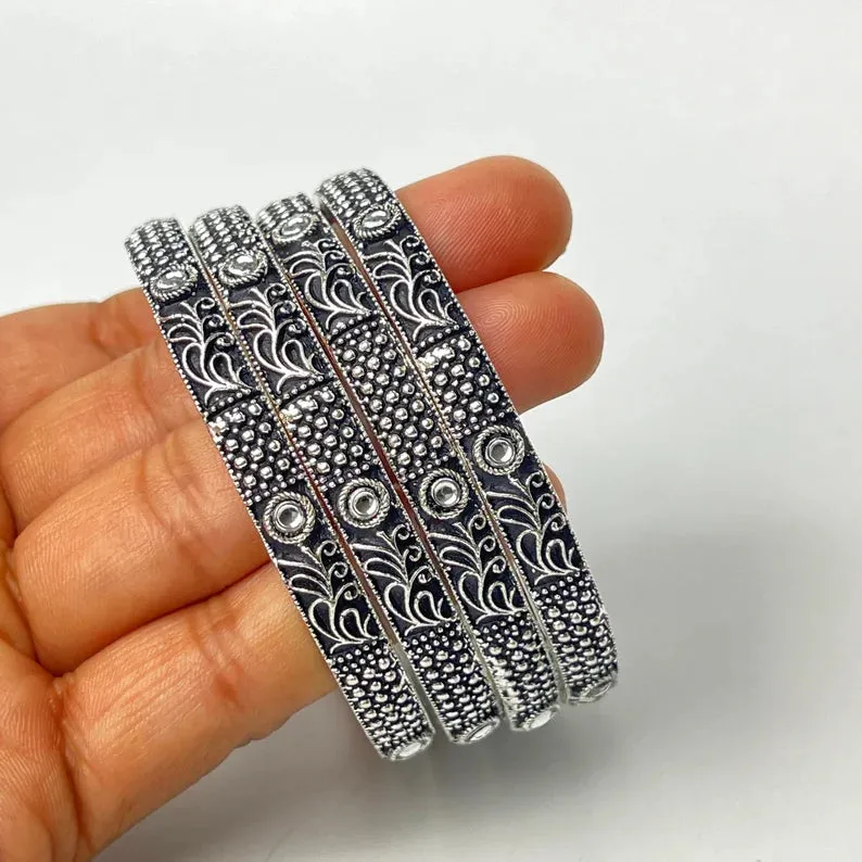 Oxidized Black Metal Pakistani Silver Bangles