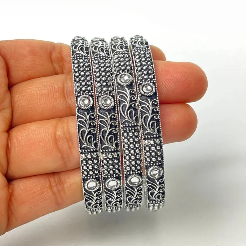 Oxidized Black Metal Pakistani Silver Bangles