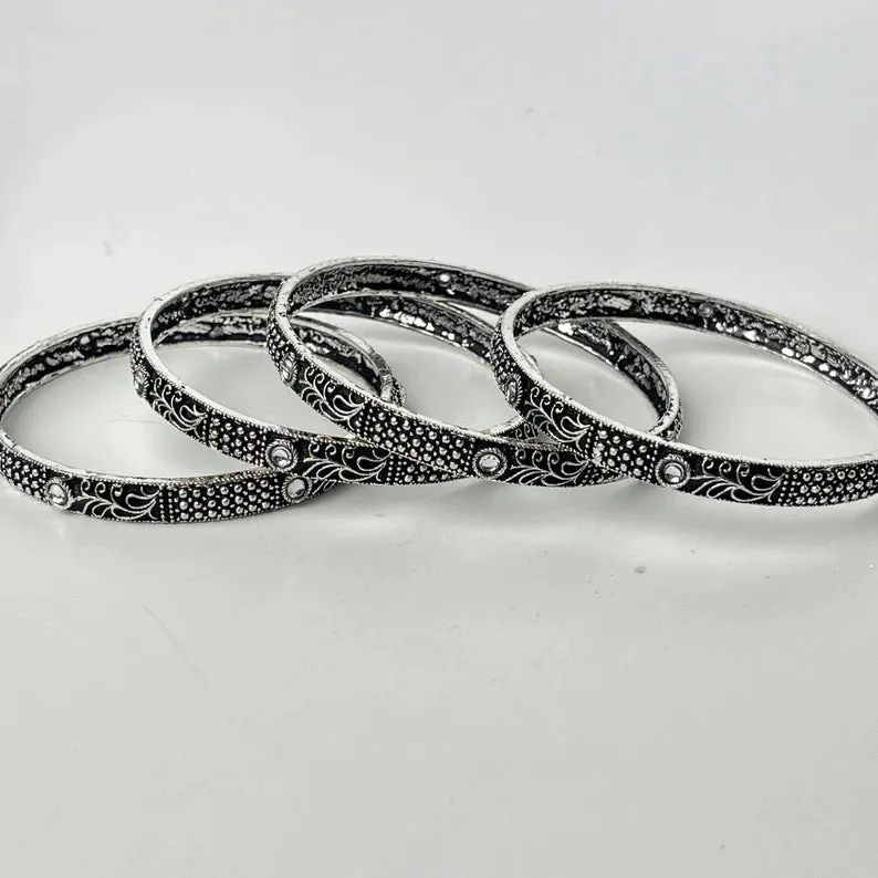 Oxidized Black Metal Pakistani Silver Bangles