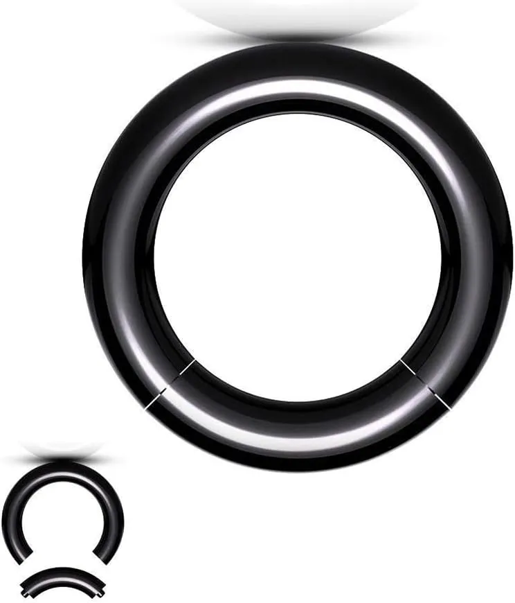 Pair Black Acrylic Segment Rings Captive Bead Body Jewelry