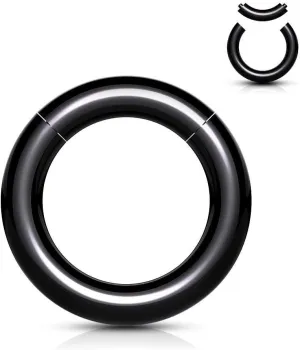 Pair Black Acrylic Segment Rings Captive Bead Body Jewelry