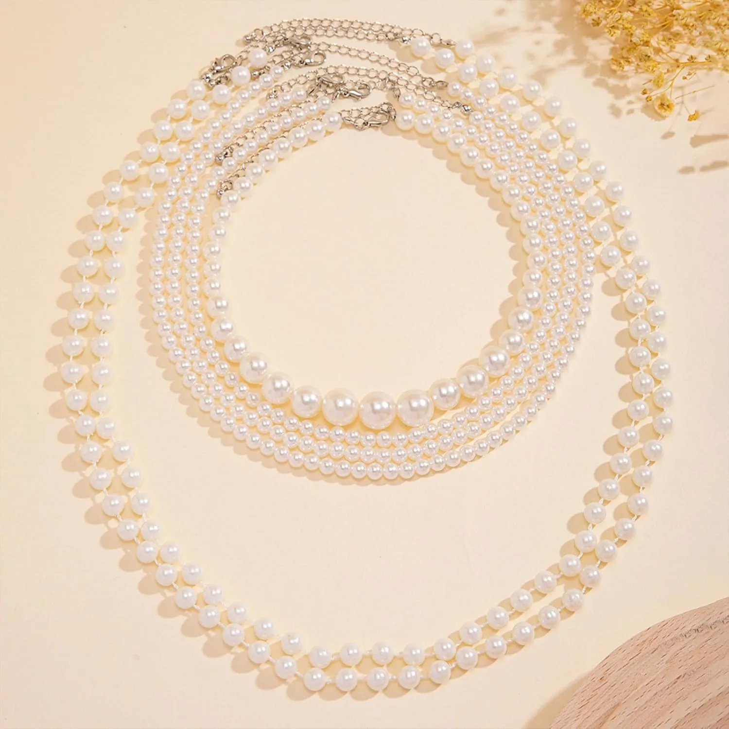 Pearl Necklaces for Women Chunky Pearl Necklace Big Pearl Necklace Statement Necklace Trendy Wedding Party Prom Jewelry for Birde Bridesmaid Accessories