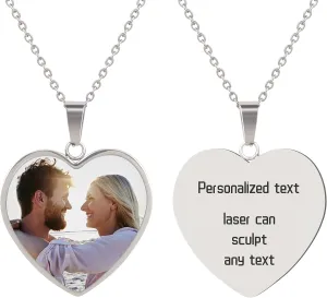 Personalized Dog Tag Pendant for Men, Custom Necklaces for Women With Picture, Custom Photo Text Engraving Dog Tags Stainless Steel Necklace Pendant