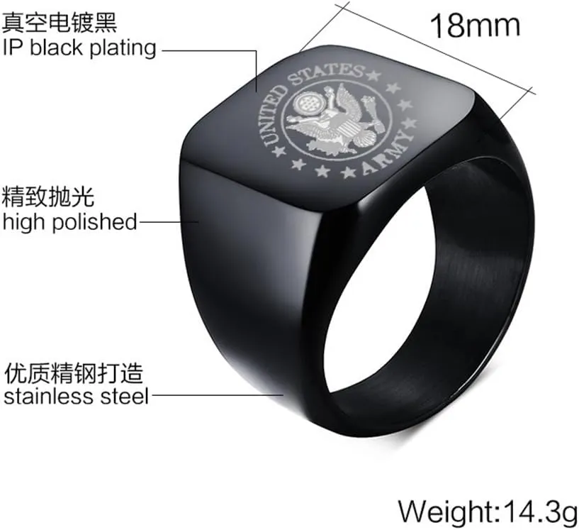 Personalized Lineman US Marine Air Force Army Navy Signet Ring for Men,Custom Name Military Rings Stainless Steel Engraved Name Ring Recruit Veteran Soliders Police Hero Jewelry Gifts