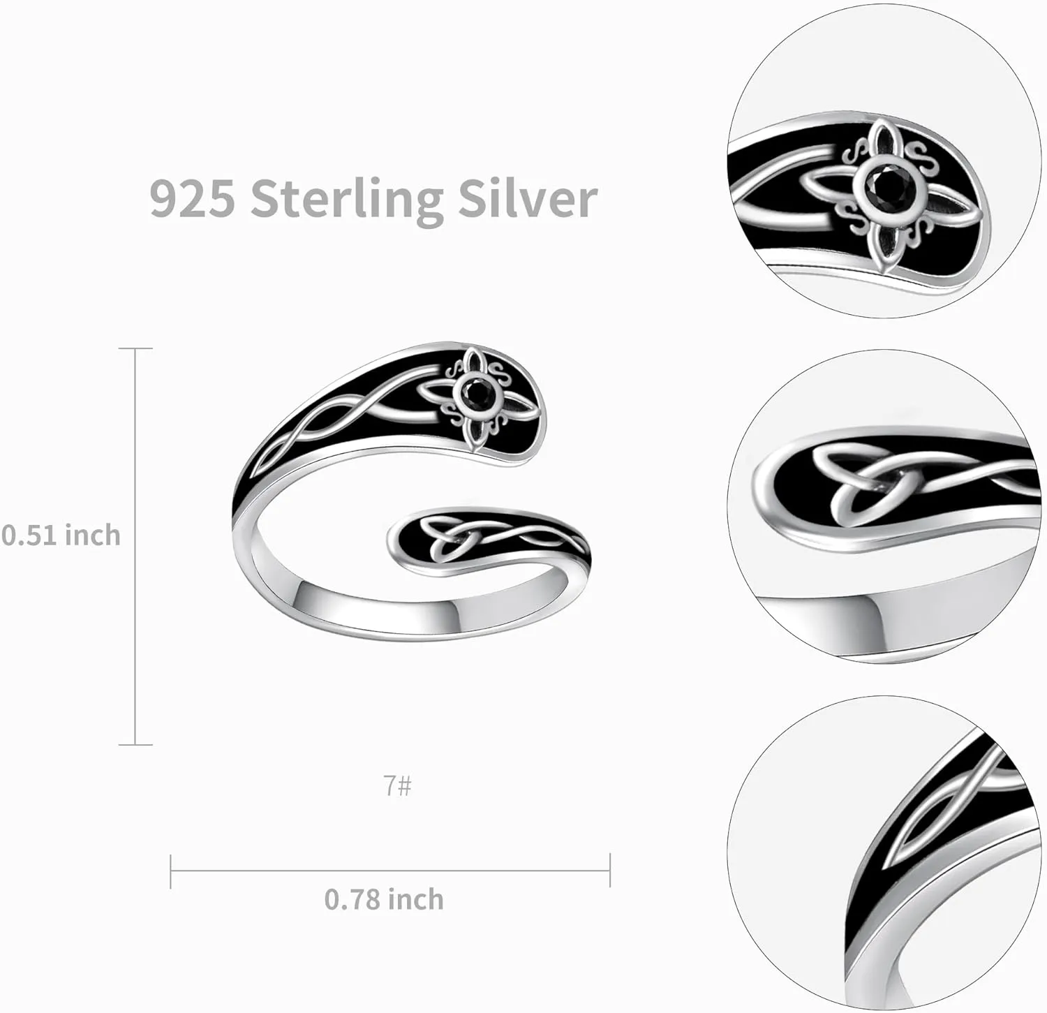 Phoenix/Tree of Life/Cross Faith/Witches Knot/Skull Spoon Rings for Women Men 925 Sterling Silver Ring Vintage Adjustable Antique Thumb Rings Jewelry Statement Wide Extendable Open Ring